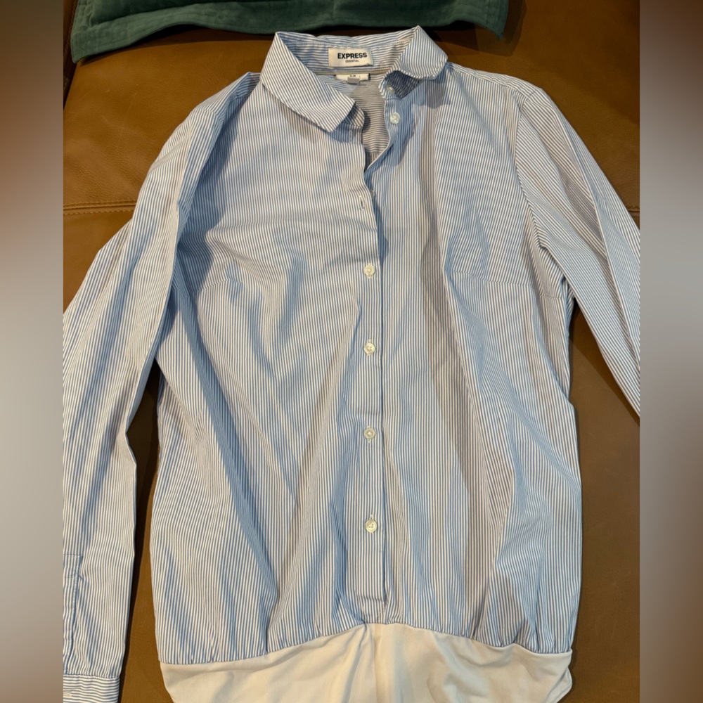 Express Light Blue and White Pinstripe Dress Shirt